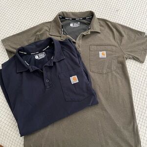 2 Carhartt Men's Polo Shirts - Dark Blue and Olive Green